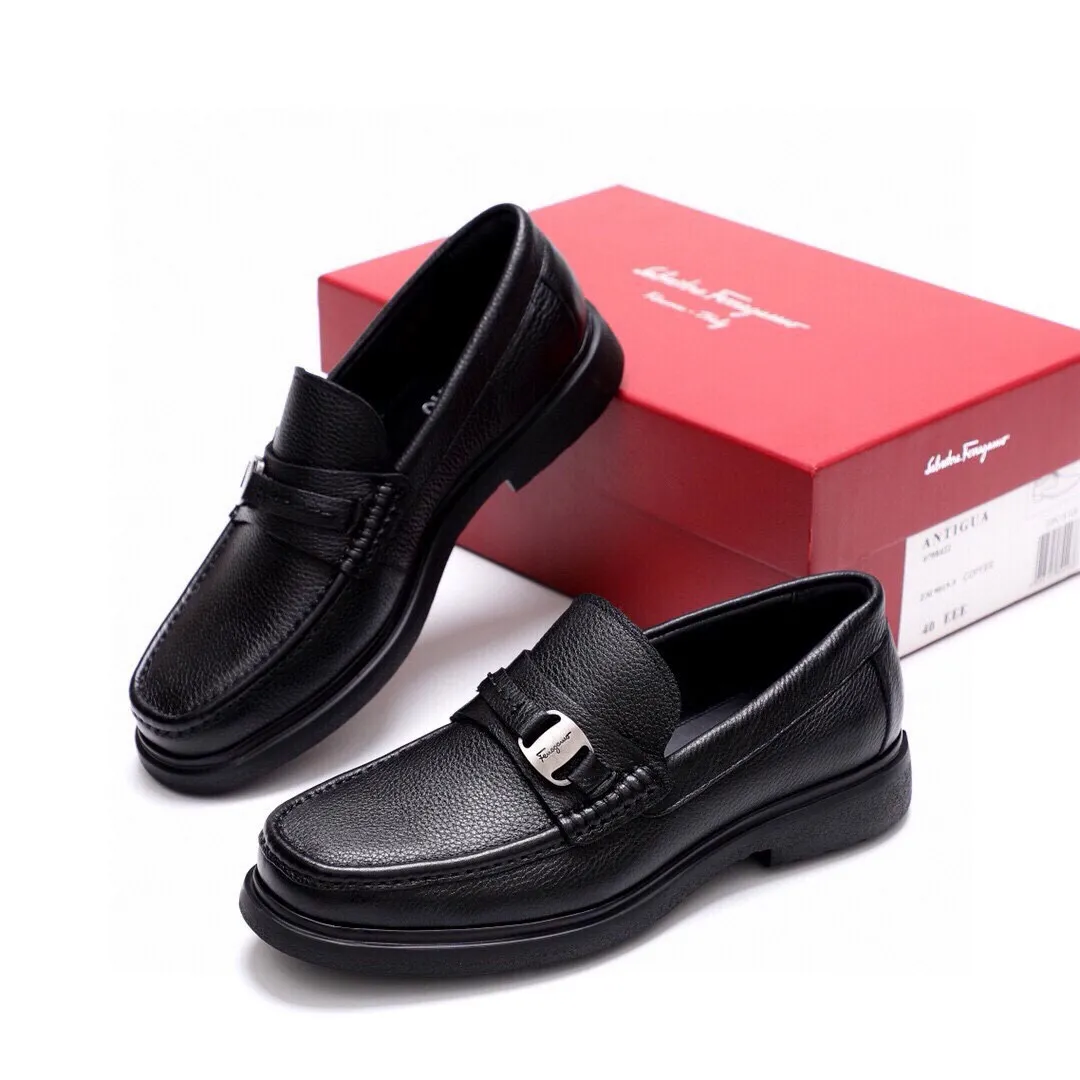 Men's shoes 💰520 💐[Ferragamo/Ferragamo] New 🐲Ferragamo* Ferragamo classic formal leather shoes! It uses imported first-layer pebbled cowhide leather upper + luxurious hardware buckle, and the inner first-layer comfortable cowhide leather lining! Original rubber outsole! Code number 38-44 (45🉑️customized)